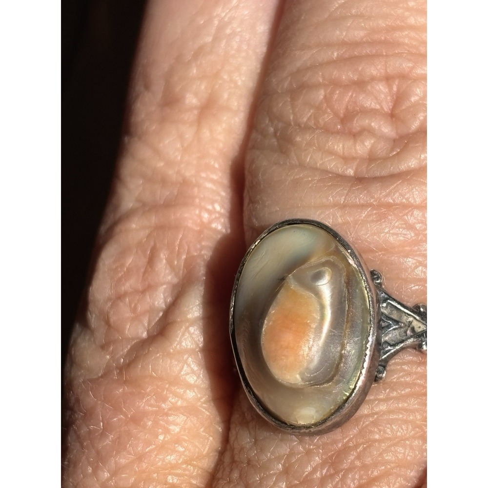 Antique Art Deco Sterling Blister Pearl Ring Size 7 - Picture 8 of 9